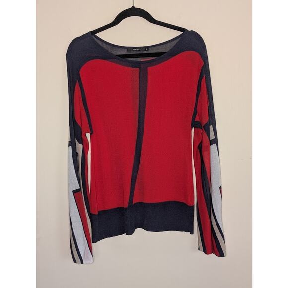 Vertigo Women's S Abstract Color Block Flare Sleeve Sweater Artistic Museum Core - Picture 1 of 5
